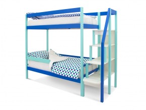 Двухъярусная кровать Svogen с бортиком мятно-синий в Кусе - kusa.mebel74.com | фото 1