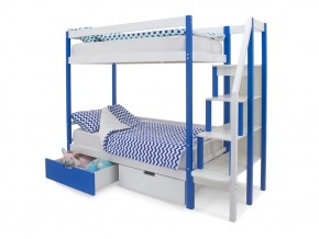 Двухъярусная кровать Svogen с ящиками сине-белый в Кусе - kusa.mebel74.com | фото 3