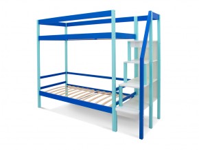 Двухъярусная кровать Svogen с ящиками и бортиком мятно-синий в Кусе - kusa.mebel74.com | фото 2