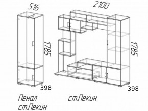 Гостиная Пекин с пеналом Венге-Лоредо в Кусе - kusa.mebel74.com | фото 3