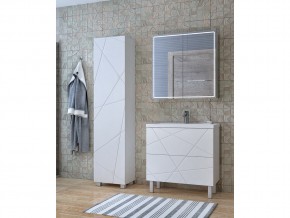Комплект мебели в ванную Geometry 800 белый с пеналом в Кусе - kusa.mebel74.com | фото