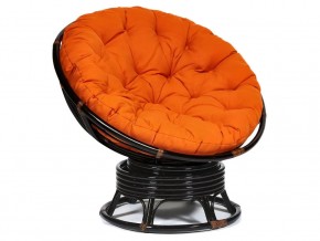 Кресло-качалка Papasan w 23/01 B с подушкой Antique brown, ткань Оранжевый в Кусе - kusa.mebel74.com | фото