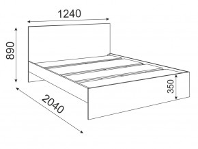 Кровать 1200 Осло модуль М12 с настилом Лайт цемент светлый в Кусе - kusa.mebel74.com | фото 2