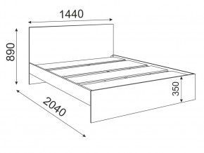 Кровать 1400 Осло модуль М13 с настилом Лайт Дуб крафт Золото в Кусе - kusa.mebel74.com | фото 2