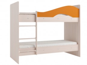 Кровать 2-х ярусная Мая на латофлексах млечный дуб, оранжевая в Кусе - kusa.mebel74.com | фото