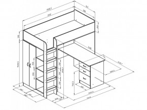 Кровать чердак Теремок 3 Дуб молочный-Розовый в Кусе - kusa.mebel74.com | фото 2