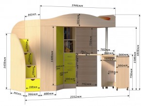 Кровать чердак Юниор 4 Бодега-дуб молочный в Кусе - kusa.mebel74.com | фото 3