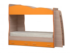 Кровать детская двухъярусная Юниор 1.1 оранжевая в Кусе - kusa.mebel74.com | фото 1