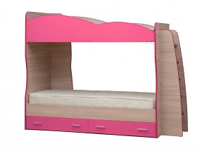 Кровать детская двухъярусная Юниор 1.1 розовая в Кусе - kusa.mebel74.com | фото 1