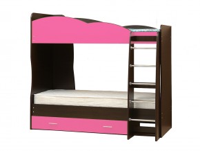 Кровать детская двухъярусная Юниор 2.1 ярко-розовый в Кусе - kusa.mebel74.com | фото
