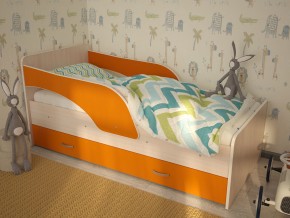 Кровать детская Максимка млечный дуб-оранж в Кусе - kusa.mebel74.com | фото