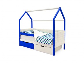 Кровать-домик мягкий Svogen с ящиками и бортиком сине-белый в Кусе - kusa.mebel74.com | фото
