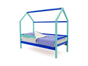Кровать-домик Svogen с бортиком мятно-синий в Кусе - kusa.mebel74.com | фото 1