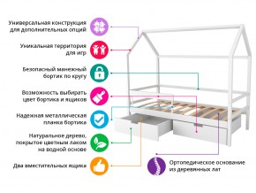 Кровать-домик Svogen с фото с ящиками и бортиком бежевый/зверята в Кусе - kusa.mebel74.com | фото 2