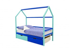 Кровать-домик Svogen с ящиками мятно-синий в Кусе - kusa.mebel74.com | фото