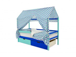 Кровать-домик Svogen с ящиками и бортиком мятно-синий в Кусе - kusa.mebel74.com | фото 5