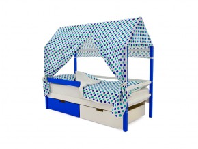 Кровать-домик Svogen с ящиками и бортиком сине-белый в Кусе - kusa.mebel74.com | фото 5