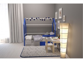 Кровать-домик Svogen с ящиками и бортиком сине-белый в Кусе - kusa.mebel74.com | фото 6
