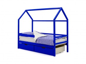 Кровать-домик Svogen с ящиками и бортиком синий в Кусе - kusa.mebel74.com | фото