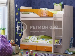 Кровать двухъярусная Бемби МДФ Оранжевый металлик в Кусе - kusa.mebel74.com | фото