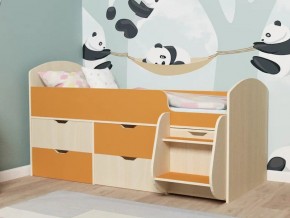 Кровать Малыш-7 Дуб-Оранжевый в Кусе - kusa.mebel74.com | фото