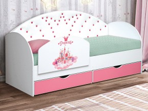 Кровать с продольной мягкой спинкой Корона №4 800х1600 мм розовая в Кусе - kusa.mebel74.com | фото 2