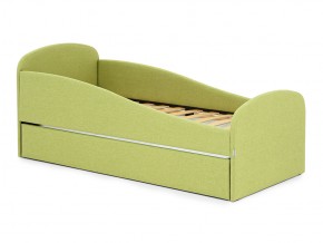Кровать с ящиком Letmo авокадо (рогожка) в Кусе - kusa.mebel74.com | фото 1