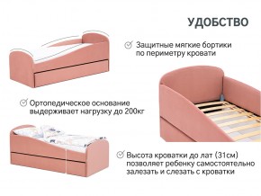 Кровать с ящиком Letmo пудровый (велюр) в Кусе - kusa.mebel74.com | фото 2