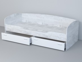 Кровать-софа Эго арт. 016 бетон светлый/белый глянец в Кусе - kusa.mebel74.com | фото 1