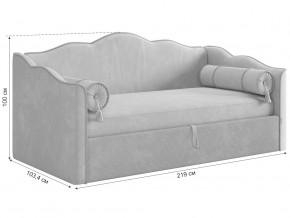 Кровать софа Лея 900 велюр галька/графит в Кусе - kusa.mebel74.com | фото 2