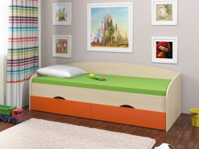 Кровать Соня 2 дуб молочный-оранжевый в Кусе - kusa.mebel74.com | фото