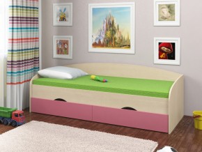 Кровать Соня 2 дуб молочный-розовый в Кусе - kusa.mebel74.com | фото 1