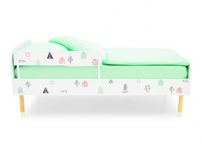 Кровать Stumpa Классика с бортиком рисунок Домики розовый, бирюзовый в Кусе - kusa.mebel74.com | фото 3