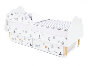 Кровать Stumpa Облако бортик и ящики рисунок Домики в Кусе - kusa.mebel74.com | фото