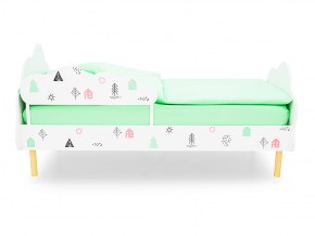 Кровать Stumpa Облако с бортиком рисунок Домики розовый, бирюзовый в Кусе - kusa.mebel74.com | фото 3
