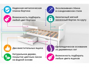 Кровать-тахта мягкая Svogen с ящиками и бортиком графит в Кусе - kusa.mebel74.com | фото 3