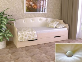Кровать Юниор Тип 2 дуб молочный-белый перламутр 800х1600 в Кусе - kusa.mebel74.com | фото