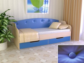 Кровать Юниор Тип 2 дуб молочный/синий 800х1600 в Кусе - kusa.mebel74.com | фото 1