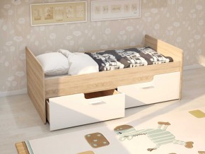 Кровать Умка дуб сонома с белыми ящиками в Кусе - kusa.mebel74.com | фото