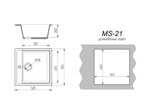 Кухонная мойка MS-21 в Кусе - kusa.mebel74.com | фото 2