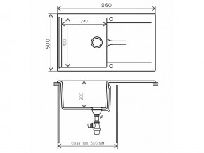 Мойка гранитная Gals-860 Бежевый 27 в Кусе - kusa.mebel74.com | фото 2