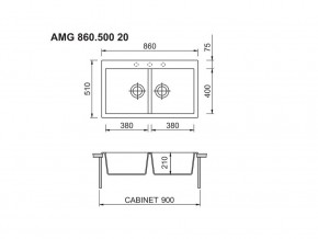 Мойка Longran Amanda AMG 860.500 20 в Кусе - kusa.mebel74.com | фото 2