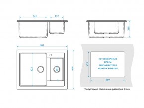 Мойка прямоугольная Санди Z19Q10 светло-серый в Кусе - kusa.mebel74.com | фото 2