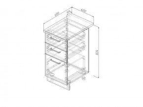 Н3Я 40 Модуль нижний Без Столешницы 3 ящика МН3Я 40 в Кусе - kusa.mebel74.com | фото