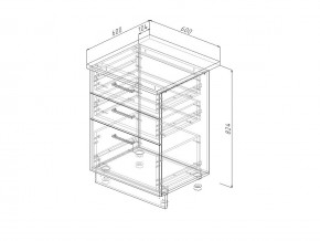 Н3Я 60 Модуль нижний Без Столешницы 3 ящика МН3Я 60 в Кусе - kusa.mebel74.com | фото