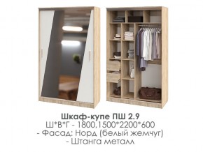 шкаф-купе ПШ-2.9 1500 Норд Белый жемчуг 1500 в Кусе - kusa.mebel74.com | фото